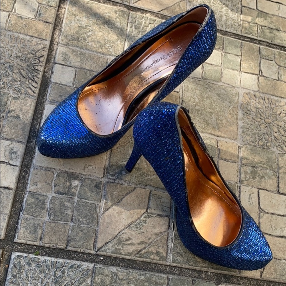 Bcbgeneration Platform Sparkling Blue Glitter Nwot - image 6